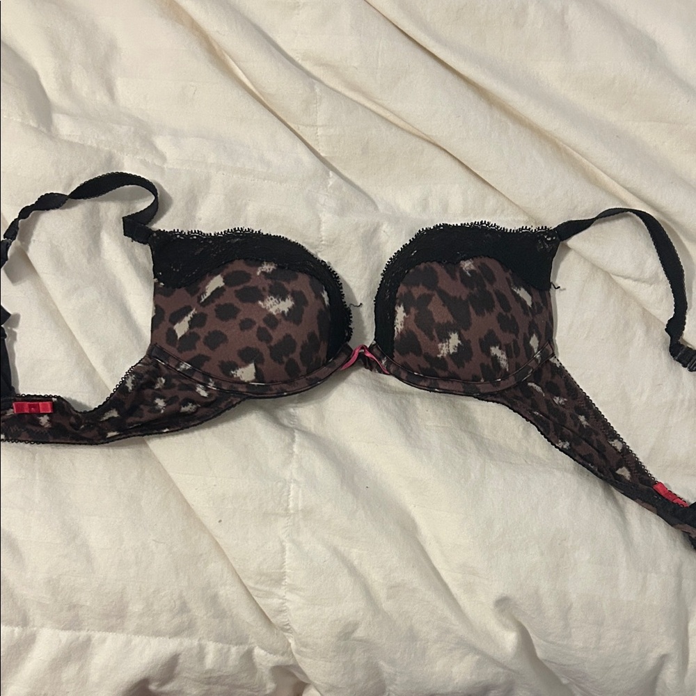 Aerie Black and Brown Animal Print Bra
